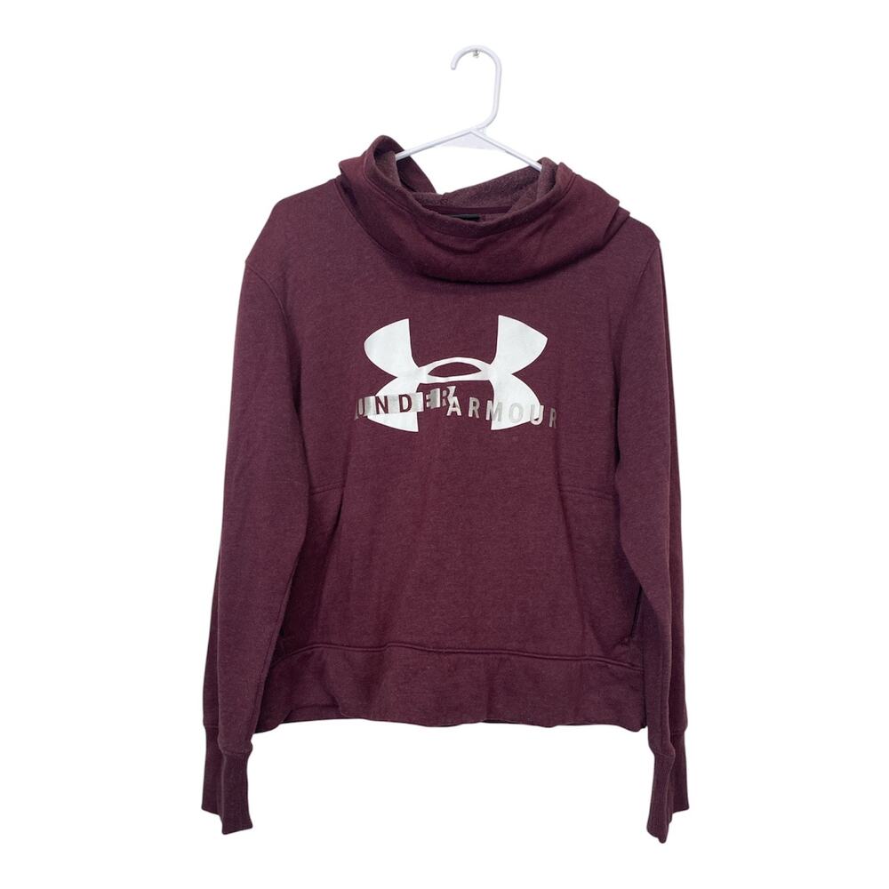Under Armour Women Burgundy Soft Hooded Sweatshirt Size M